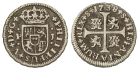 Spanish Monarchy

Philip V

1/2 Real. 1738. SEVILLA. P.J. 1,39 grs. Pátina. AC-345. MBC.