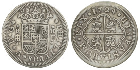 Spanish Monarchy

Philip V

2 Reales. 1724. SEGOVIA. F. 5,82 grs. AC-959. MBC.