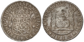 Spanish Monarchy

Ferdinand VI

8 Reales. 1750. MÉXICO. M.F. 26,72 grs. Columnario. (Dos intentos de perforación en reverso y resello, oxidaciones...