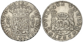 Spanish Monarchy

Ferdinand VI

8 Reales. 1756. MÉXICO. M.M. 26,78 grs. Columnario. (Perforación en canto a las 12h, oxidaciones limpiadas). AC-49...