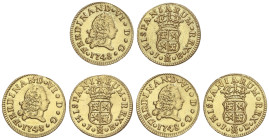 Spanish Monarchy

Ferdinand VI

Lote 3 monedas 1/2 Escudo. 1748. MADRID. J.B. Peso total 3,10 grs. AU (700). Reproducción moderna. AC- Tipo 1373. ...
