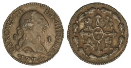 Spanish Monarchy

Charles III

1 Maravedí. 1774. SEGOVIA. 0,98 grs. AC-30. EBC-.