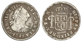 Spanish Monarchy

Charles III

1/2 Real. 1781. POTOSI. P. R. 1,56 grs. Pátina. AC-254. MBC.