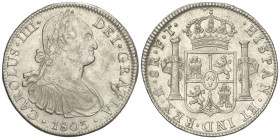 Spanish Monarchy

Charles IV

8 Reales. 1803. MÉXICO. F.T. 26,92 grs. (Oxidaciones limpiadas golpecitos). AC-977. MBC+.