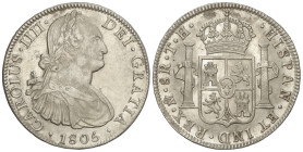 Spanish Monarchy

Charles IV

8 Reales. 1805. MÉXICO. T.H. 26,86 grs. (Golpecitos). AC-983. EBC-.