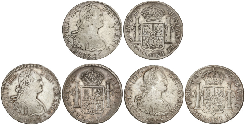 Spanish Monarchy

Charles IV

Lote 3 monedas 8 Reales. 1797 a 1808. MÉXICO (...