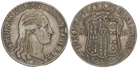Spanish Monarchy

Infantes of Spain

Piastra (120 Grana). 1798. FERNANDO de DOS SICILIAS. NÁPOLES. M/A-P. 27,24 grs. AR. (Agujero tapado). Pátina....
