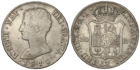 Spanish Monarchy

Joseph Napoleon

20 Reales. 1810. MADRID. A.I. 27,16 grs. AC-37. MBC-.