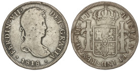 Spanish Monarchy

Ferdinand VII

4 Reales. 1818. LIMA. J.P. 13,11 grs. (Golpecitos de punzon en anverso). AC-1072. MBC-.