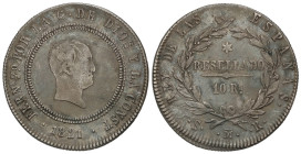Spanish Monarchy

Ferdinand VII

10 Reales. 1821. MADRID. S.R. 13,55 grs. RESELLADO. Módulo 4 Reales. Acuñación floja, normal en esta pieza. Pátin...