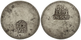 Spanish Monarchy

Ferdinand VII

1 Duro. 1808. GIRONA. 26,35 grs. AC-1201. MBC.