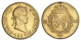 Spanish Monarchy

Ferdinand VII

1/2 Escudo. 1817. MADRID. G.J. 1,87 grs. (Ha estado en aro, leves restos de soldadura en reverso a las 12h). AC-1...