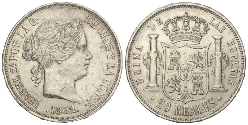 Spanish Monarchy

Elisabeth II

20 Reales. 1862. MADRID. 25,63 grs. (Rayas y...