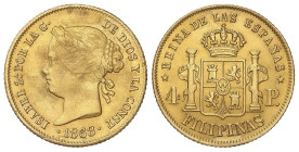 Spanish Monarchy

Elisabeth II

4 Pesos. 1868/58. MANILA. 6,73 grs. AC-864. MBC+.