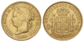 Spanish Monarchy

Elisabeth II

4 Pesos. 1868. MANILA. 6,69 grs. (Golpecitos). AC-865. MBC.