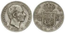 Peseta Period

Alfonso XII

20 Centavos de Peso. 1884. MANILA. MBC-.