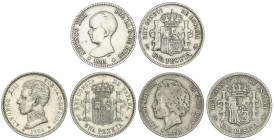 Peseta Period

Alfonso XIII

Lote 3 monedas 1 Peseta. 1891, 1893 y 1904. 1891 (*1_-_) P.G.-M. 1893 (*18-_) P.G.-M y 1904 (*19-04) S.M.-V. A EXAMIN...
