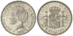 Peseta Period

Alfonso XIII

5 Pesetas. 1893 (*18-93). P.G.-V. (Rayitas y golpecitos). MBC+.