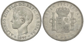 Peseta Period

Alfonso XIII

1 Peso. 1897. MANILA. S.G.-V. (Golpecitos). MBC.