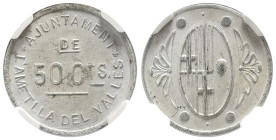 Peseta Period

Local Issues of the Civil War

50 Cèntims. Aj. de L´ AMETLLA DEL VALLÈS. Encapsulada por NGC AU55 (nº 5953275-018). Al. AC-3; RGH-6...