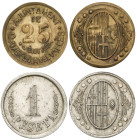 Peseta Period

Local Issues of the Civil War

Lote 2 fichas 25 Cèntims y 1 Pesseta. Aj. de L´ AMETLLA DEL VALLÈS. Al, latón. AC-1, 4; Vti-L13, L17...
