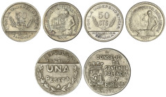 Peseta Period

Local Issues of the Civil War

Lote 3 monedas 50 Céntimos (2) y 1 Peseta. 1937. CONSEJO de SANTANDER, PALENCIA Y BURGOS. CuNi. 50 C...