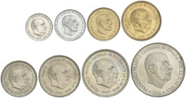 Peseta Period

Estado Español

Serie 8 monedas 10 Céntimos a 100 Pesetas. (*69). En tira original F.N.M.T. Tirada máxima: 1.200 series. PRUEBAS....