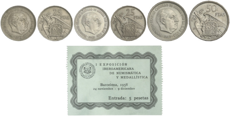 Peseta Period

Estado Español

Lote 3 monedas 25 (2) y 50 Pesetas. 1957 (*BA...