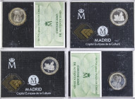 Peseta Period

Juan Carlos I

Lote 4 monedas 200 Pesetas. 1992. AR. Madrid Capital Europea de la Cultura. En presentaciónes originales, con certif...