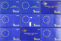 Peseta Period

Ecu Issues

Lote 26 monedas 5 Ecu. 1989 a 1993. AR. Carlos V (11), Alfonso X (5), Averroes (5), Madrid capital europea de la cultur...