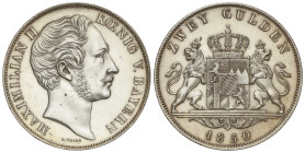 World Coins

German States

2 Gulden. 1850. MAXIMILIAN II. BAVARIA. 21,14 grs. AR. (Limpiada, golpecitos). KM-828. EBC-/EBC.