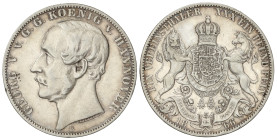 World Coins

German States

Thaler. 1866-B. GEORGE V. HANNOVER. 18,39 grs. AR. (Golpecitos). KM-230. MBC/MBC+.