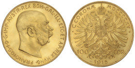 World Coins

Austria

100 Corona. 1915. FRANZ JOSEPH I. 33,86 grs. AU (900). Reacuñación Oficial (Restrike). Fr-507R; KM-2819. SC.
