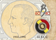 World Coins

Belgium

10 Ecu. 1990. 5,3 grs. AU+AR+Cu. 60 aniversario Rey Balduino. En presentación original (algo deteriorada). Fr-433; KM-176. P...