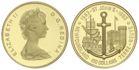 World Coins

Canada

100 Dollars. 1983. ELIZABETH II. 16,85 grs. AU (917). IV Centenario Saint John-Terranova. En estuche original con certificado...