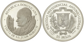 World Coins

Dominican Republic

25 Pesos. 1979. 65,7 grs. AR. Visita del Papa Juan Pablo II. En estuche. KM-54. PROOF.