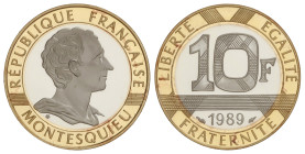 World Coins

France

10 Francs. 1989. 11,97 grs. AU, Paladio y AR. III Centenario Montesquieu. Tirada: 5.000 piezas. Con estuche original y certif...