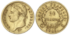 World Coins

France

20 Francs. 1810-K. NAPOLEON EMPEREUR. BORDEAUX. Rev.: EMPIRE FRANÇAIS. 6,39 grs. AU (900). ESCASA. Fr-513; KM-695.4. MBC/MBC-...