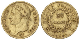 World Coins

France

20 Francs. 1812-L. NAPOLEON EMPEREUR. BAYONNE. Rev.: EMPIRE FRANÇAIS. 6,39 grs. AU (900). (Rayas). Fr-514; KM-695.5. MBC.