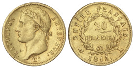 World Coins

France

20 Francs. 1813-L. NAPOLEON EMPEREUR. BAYONNE. Rev.: EMPIRE FRANÇAIS. 6,37 grs. AU (900). (Rayas en reverso). Fr-514; KM-695....