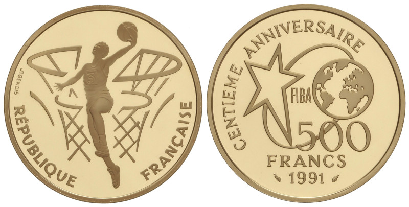 World Coins

France

500 Francs. 1991. 16,98 grs. AU (920). Centenario del b...