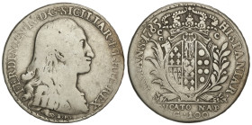 World Coins

Italian States

Ducado de 100 Grana. 1785. FERDINANDO IV. NÁPOLES y SICILIA. 21,93 grs. AR. Dav-1404, MIR-374. MBC-.