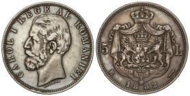 World Coins

Romania

5 Lei. 1882-B. CAROL I. 24,7 grs. AR. (Golpecitos). Pátina. KM-17.1. MBC.