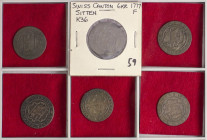 World Coins

Cantons of Switzerland

Lote 6 monedas. 1777 a 1826. BERN (5), SITTEN. AE. BERN: 5 Rappen 1826 (2), 1/2 Batzen 1788, 1798 (2). SITTEN...