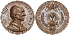 World Coins

Vatican

Medalla. 1888. LEON XIII. Anv.: LEO XIII PONT MAX. Busto a derecha. Rev.: Santo grial dentro de láurea y armas vaticanas arr...