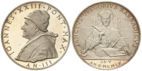 World Coins

Vatican

Medalla. 1958-1963. JUAN XXIII. Anv.: IOHANES XXIII PONT MAX AN III. Rev.: SANCTVS GREGORIVS BARBADICVS. 35,83 grs. AR. Ø 43...