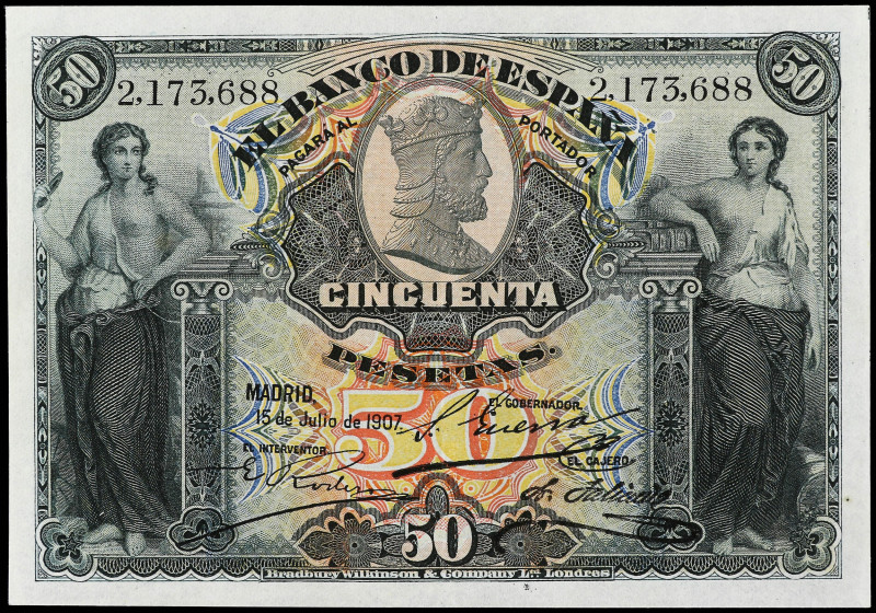 Spanish Banknotes

Banco de España

50 Pesetas. 15 Julio 1907. Catedral de B...