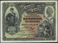 Spanish Banknotes

Banco de España

500 Pesetas. 15 Julio 1907. Alcazar de Segovia. (Pequeña reparación en margen superior central). ESCASO. Ed-32...