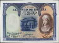 Spanish Banknotes

Banco de España

500 Pesetas. 24 Julio 1927. Isabel ´La Católica´. Ed-352. EBC.