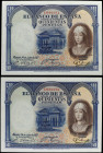 Spanish Banknotes

Banco de España

Lote 2 billetes 500 Pesetas. 24 Julio 1927. Isabel ´La Católica´. Pareja correlativa. Ed-352. EBC.